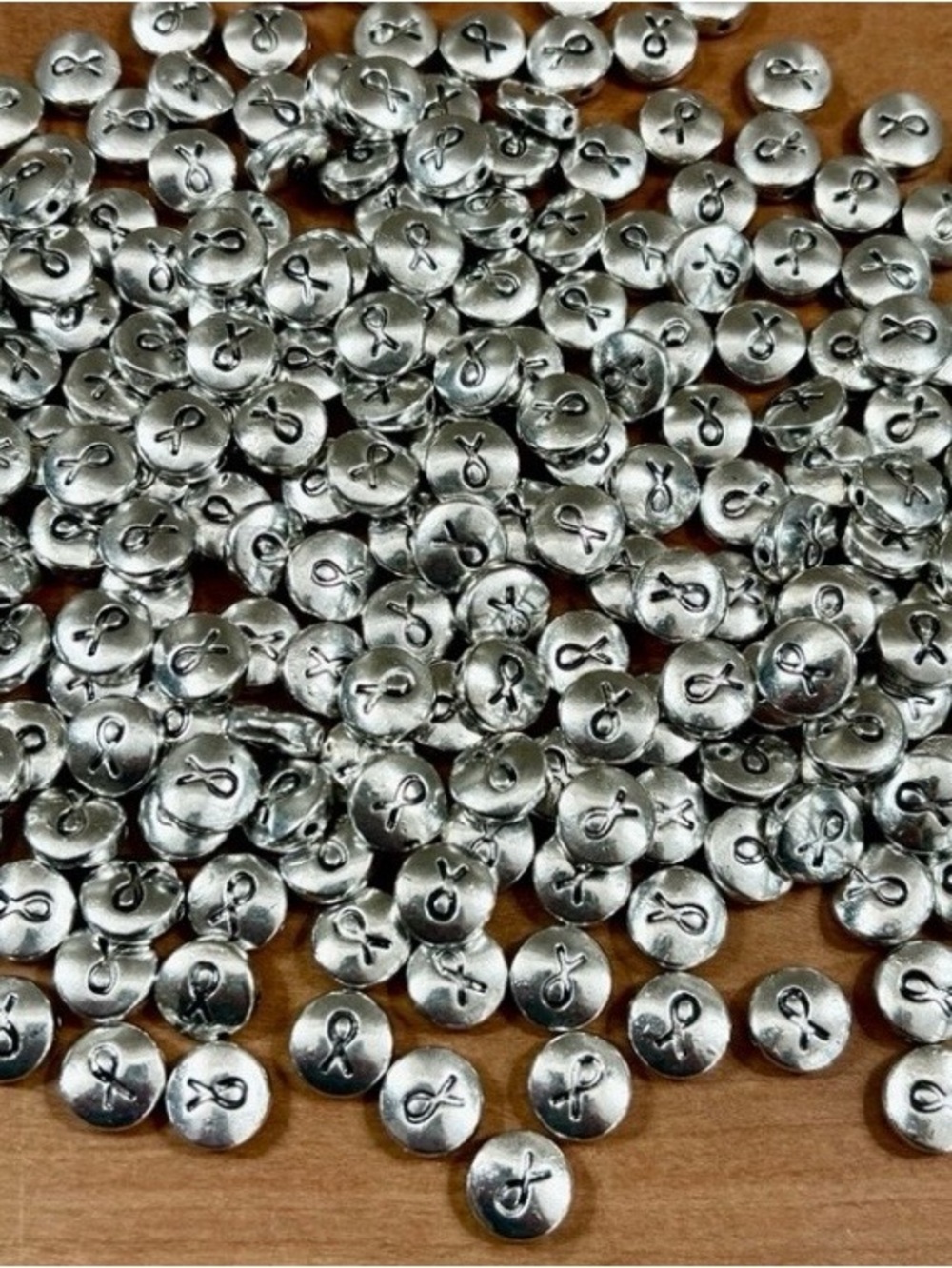 Breast Cancer Silver Ribbon Charm, Bulk of 230 Charms/Beads